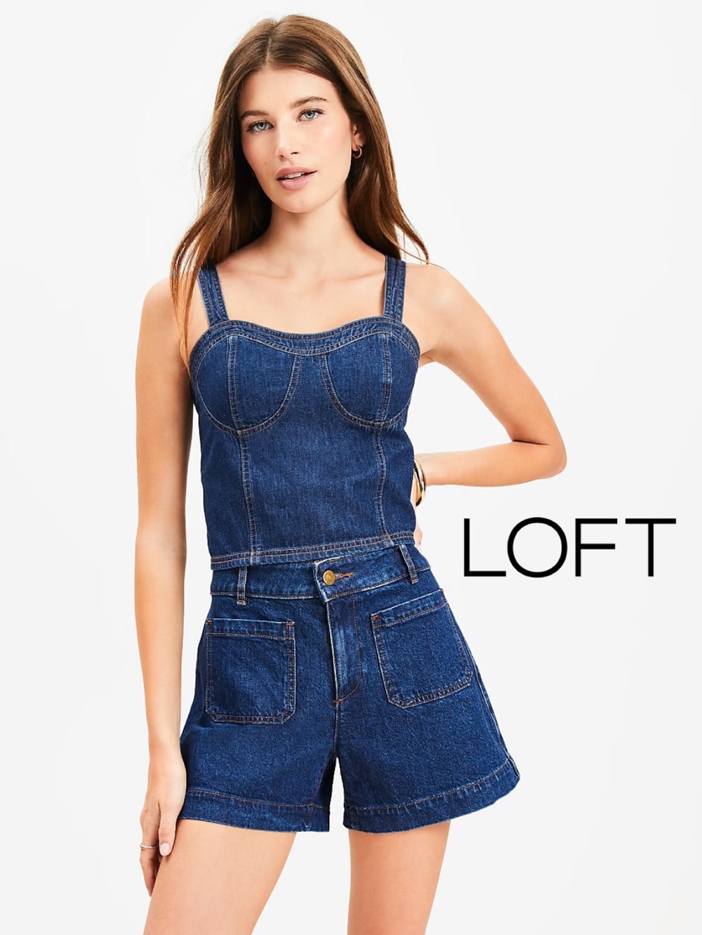 LOFT Denim Jean Crop Top NWT